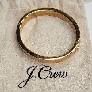 J Crew Bangle Bracelet Gold Tone Classic Hinge Minimalist Costume Jewelry 8 Inch
